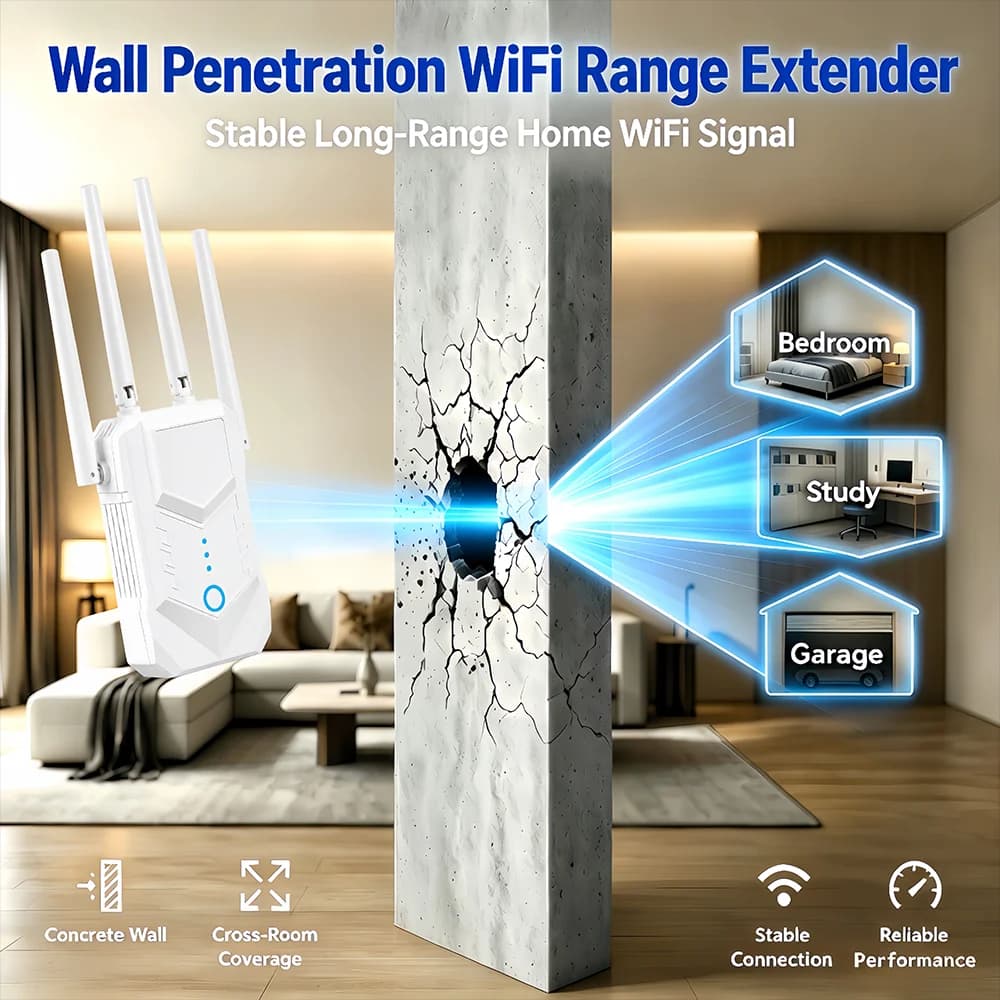 300mbps or 1200mbps WiFi Repeater with 4 Antenna Long Range Wireless Signal Booster for Router,1200mbps 2.4G&5G WiFi Extender