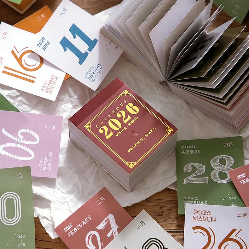 Calendario a strappo da 365 giorni per ufficio, scuola, casa, scrivania, organizer, notebook, regalo per studenti, 2026 mini calendario, pianificatore giornaliero