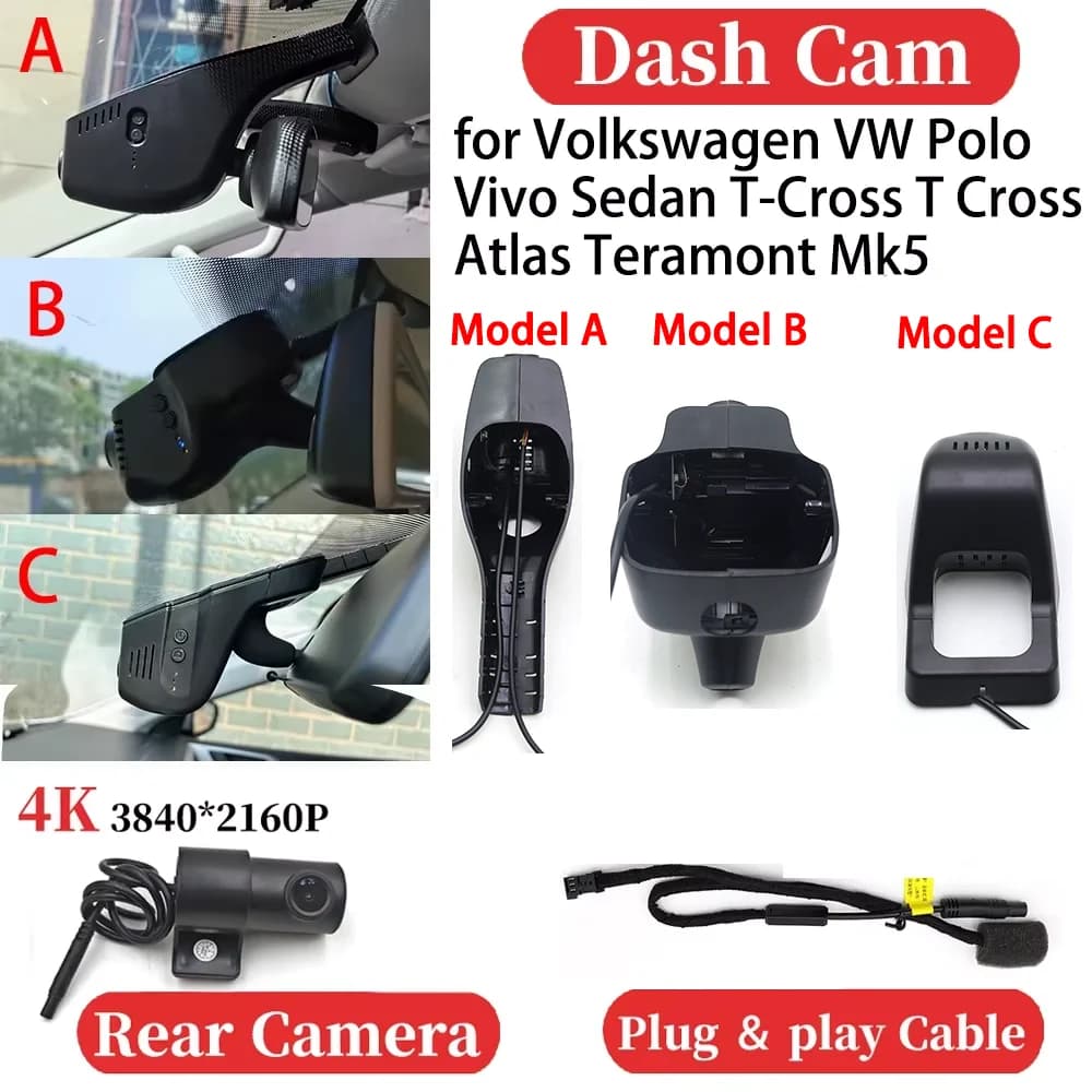 UHD Auto 4K Video Recorder DVR Dash Cam Photo Cardboard for Volkswagen VW Polo Vivo Berlina T-Cross T Cross Atlas Teramont Mk5