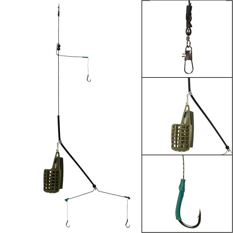 1 Set Lead Sinker Terminal Tackle Carp Fishing Feeder Basket Baits Cage Hook Rig Kit ABS Carbon Steel Fishing Accessories