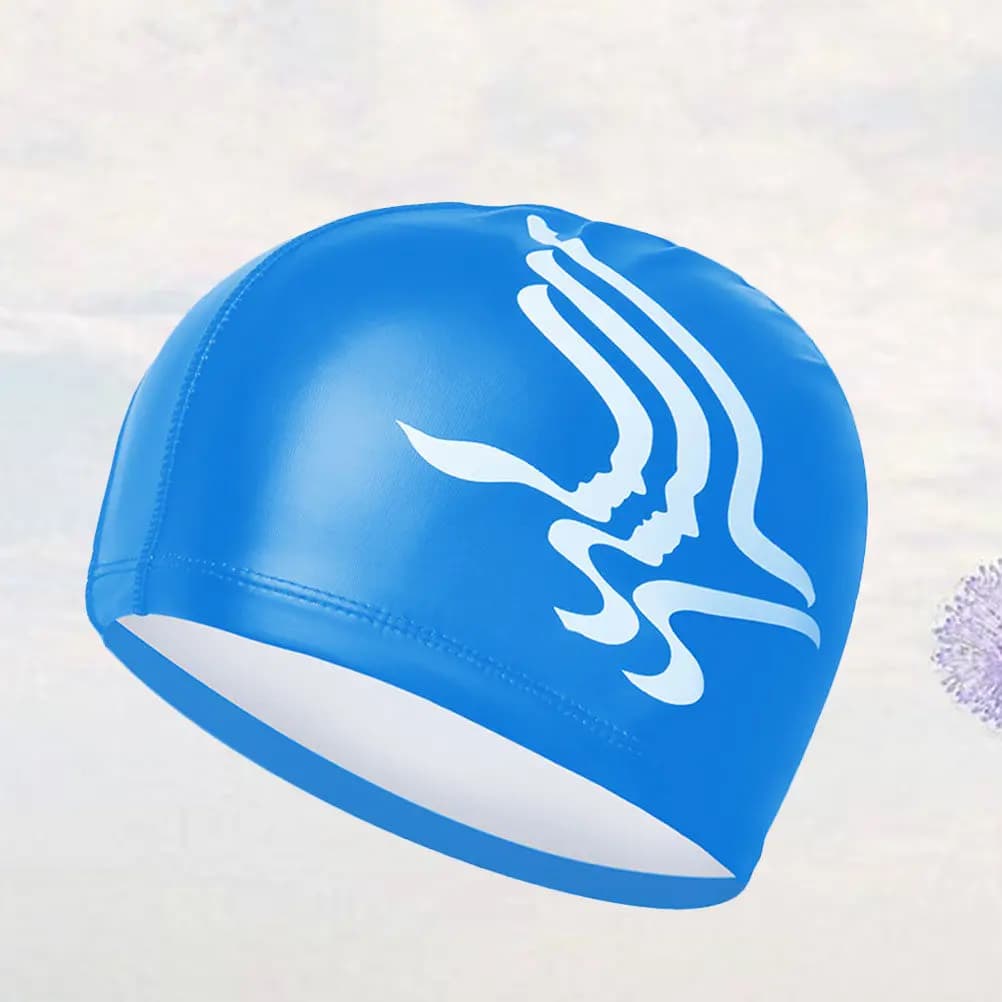 PU Waterproof Elastic Swimming Cap Pink Butterfly Sun Protection Ear Cover Lightweight Swim Hat for Women