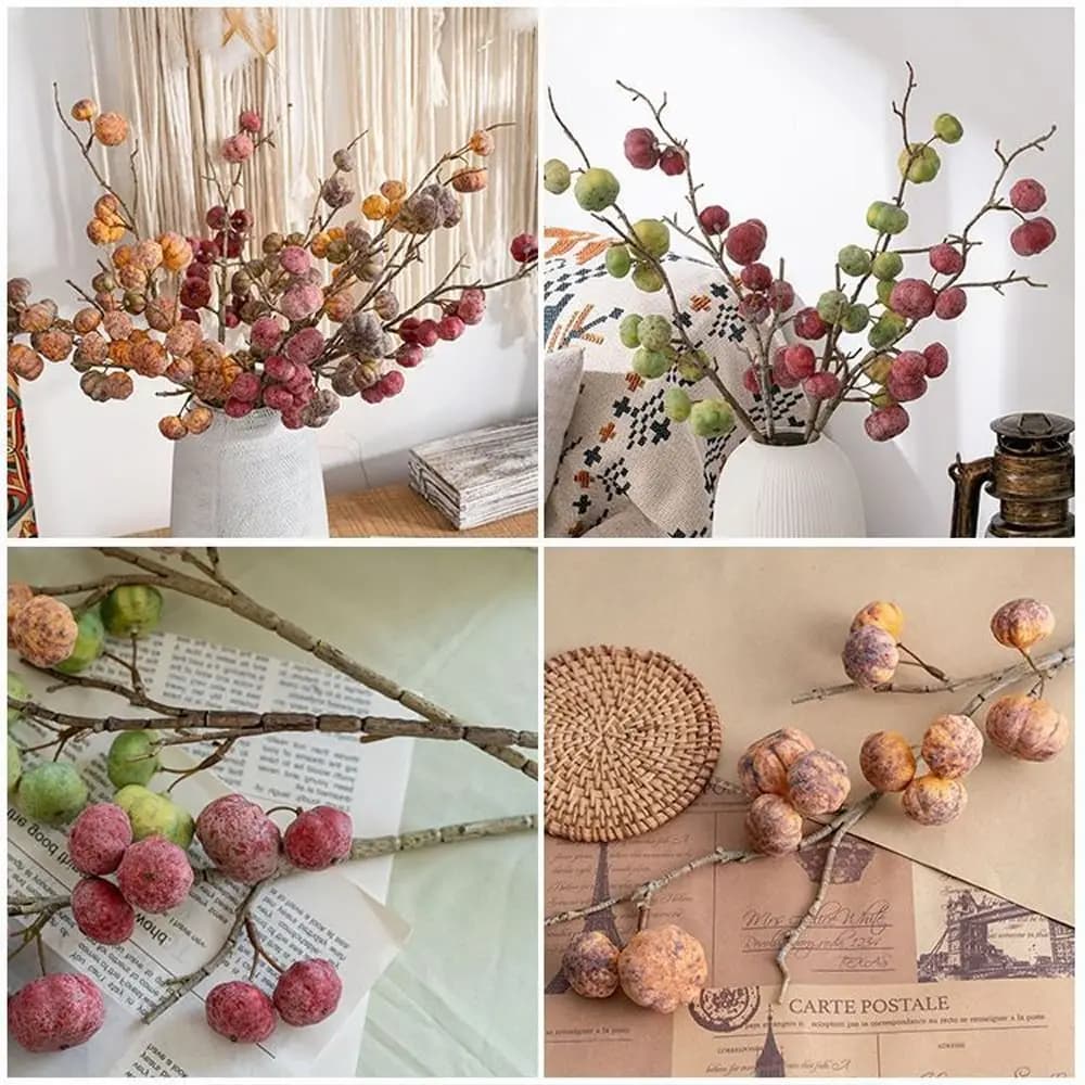 Floral composition with 12 Coppers of Artificial Pumpkin, Realistics and Handmade, Fine Plants Elegant for Thanksgiving