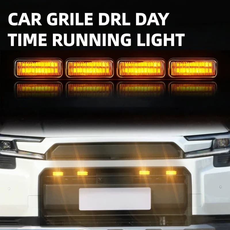 Guscio universale per luce diurna a LED ambra per griglia anteriore auto, luce di avvertimento per fari, per veicoli fuoristrada e pickup