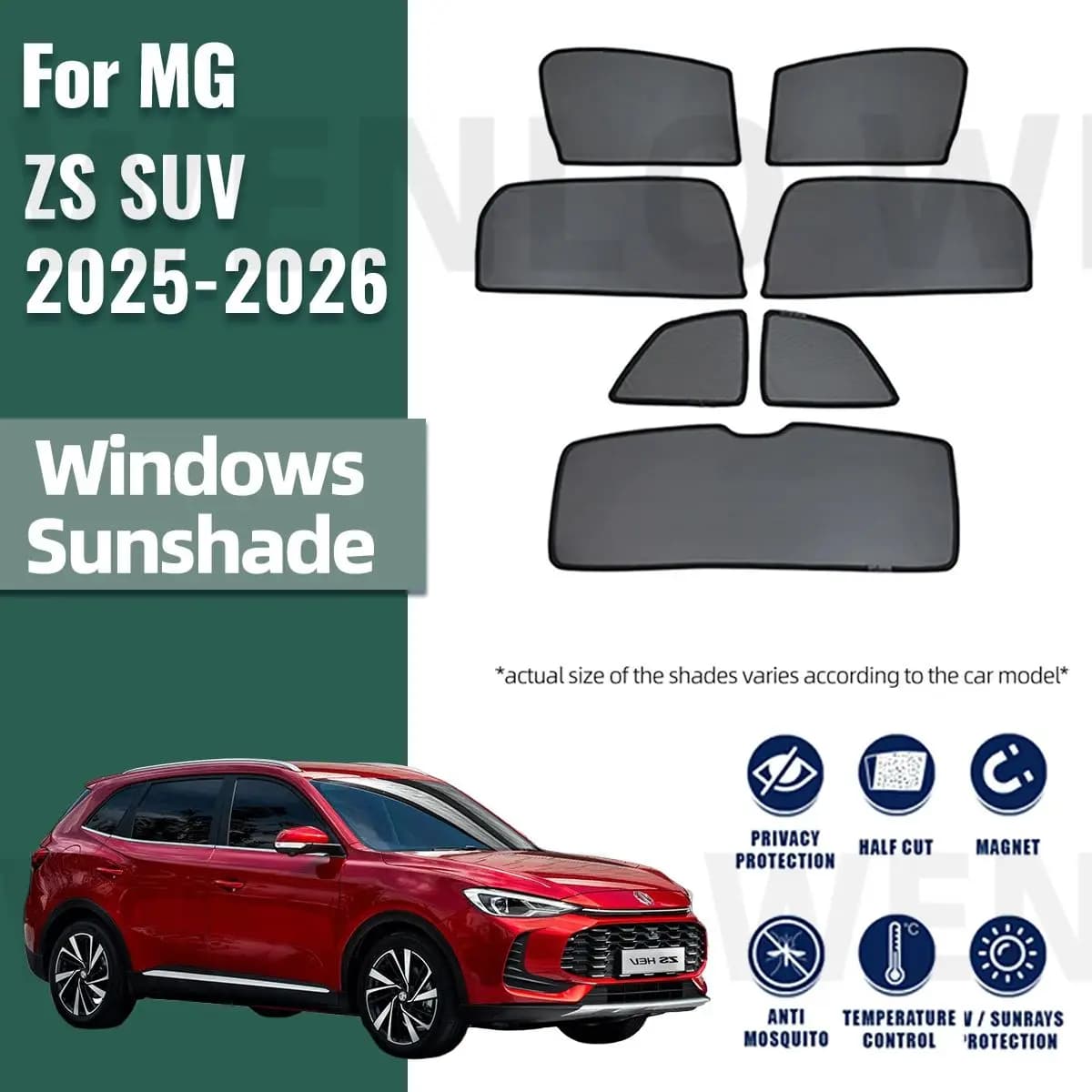 Per MG ZS SUV 2025 2026 Auto Parasole Scudo Magnetico Parabrezza Anteriore Tenda Cieca Lato Posteriore Finestra Del Bambino Tende Da Sole Visiera