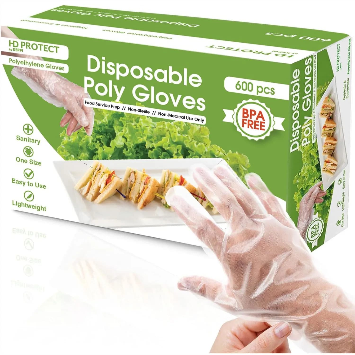 Confezione da 600 Guanti Monouso per Preparazione Alimenti, in Polietilene Trasparente, Senza Lattice, Senza BPA e Senza Polvere, Guanti da Cucina per Cucinare