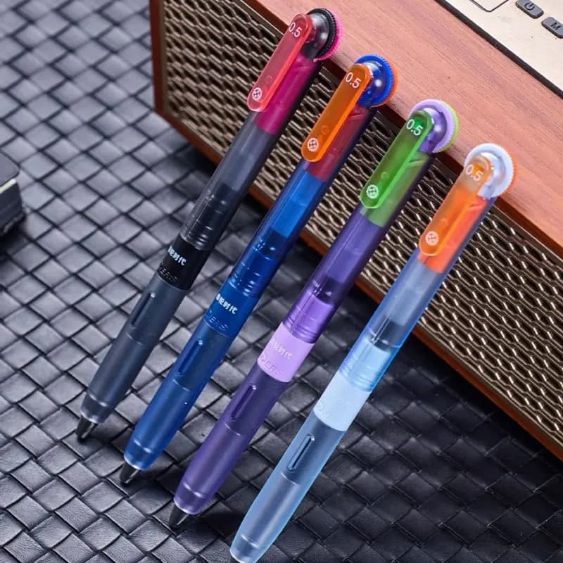 4 penne gel con ingranaggi rotanti, forniture creative per ufficio e scuola, impugnatura liscia e confortevole