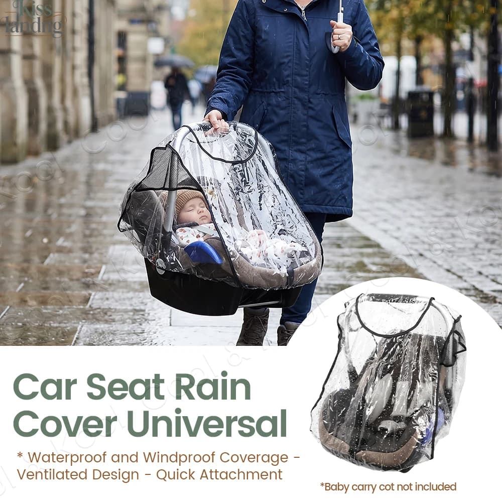 Transparent EVA Stroller Rain Cover, Windproof & Dustproof Baby Carriage Protector