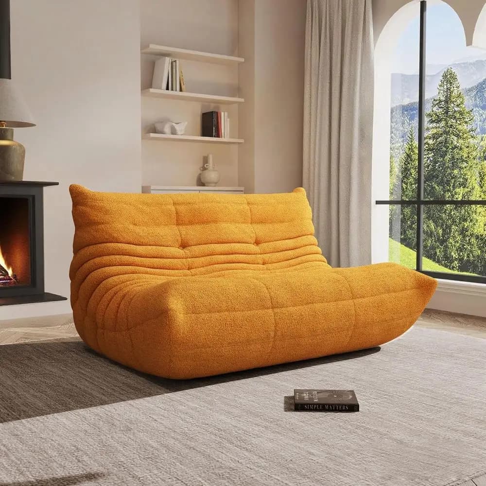 Poltrona Sacco Morbida e Accogliente per Adulti - Divanetto Giallo Senape, Ideale per Gaming, Camere da Letto, Soggiorni