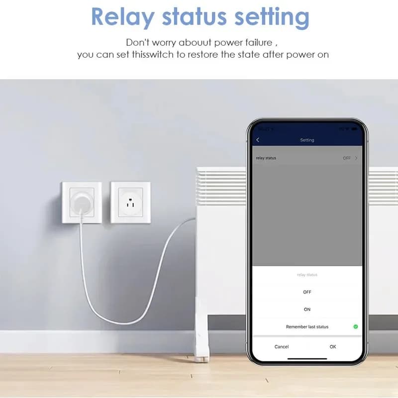 Smart WiFi Tuya Standard USA socket, Wireless 10A socket with Remote Control, Compatible with Alexa and Google Home