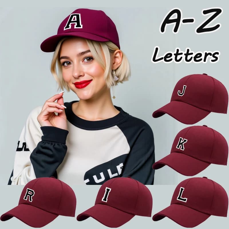 Cappellino da Baseball da Donna con Lettera A-Z, Nuovo Design, Casual, Versatile, Protezione Solare, Traspirante