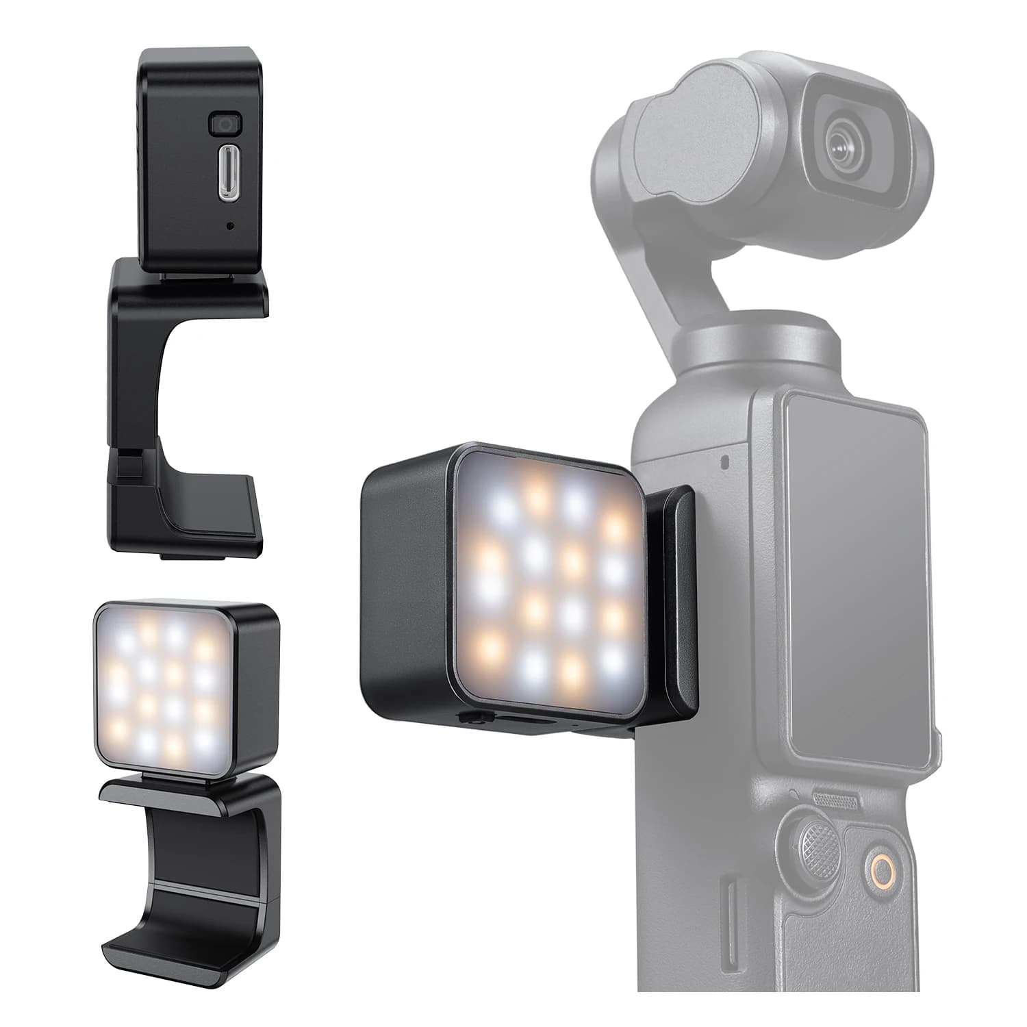 K&F CONCEPT Mini Magnetic Light for DJI Osmo Pocket 3, Color Temperature Adjustable on 3 Levels 3000K/4500K/6000K, 2 Level Video Lamp