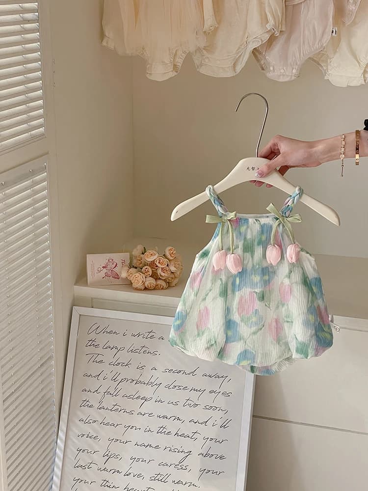 High-End Summer Outfit Baby Girl Romper Strapless Bib Overalls Crawling Suit Bottom Covering Clothing Infant Fashion Dress