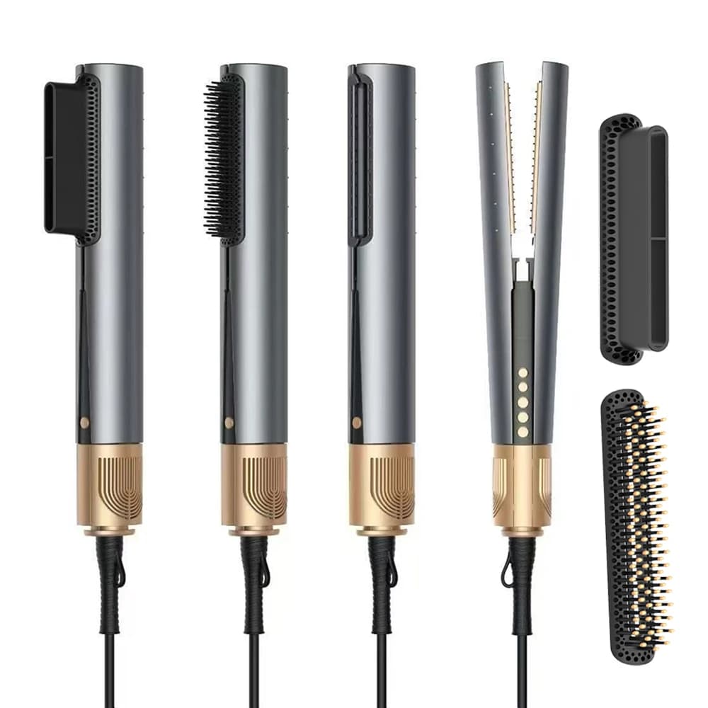 Asciugacapelli e Piastra 3-in-1 Professionale con Ioni Negativi, Spazzola ad Aria Calda per Styling Duraturo, Piastra per Capelli Bagnati e Asciutti