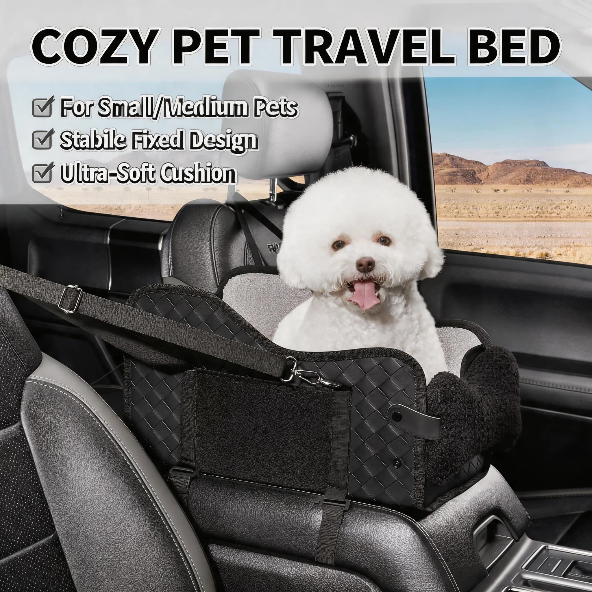 For Truck Backseat Front Stroller Durable Foldable Car Dog Bed Armrest Box Central Control Dog Safety Seat Portable Pet Supplies