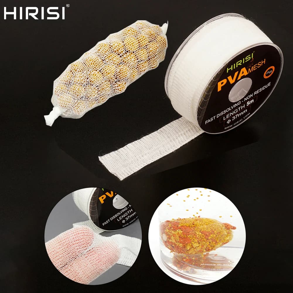 Hirisi PVA Mesh Refill 25mm x 5M Carp Fishing Solid PVA Bag Net for Boilie Pellet Bait Rig Fishing Tackle Accessories PA201