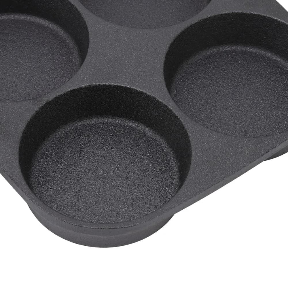 Cast Iron Egg Frying Pan Black Wooden Handle Cast Iron Skillet Hanging Loop Even Heat Omelet Pan for Gas Stove Induction Cooktop