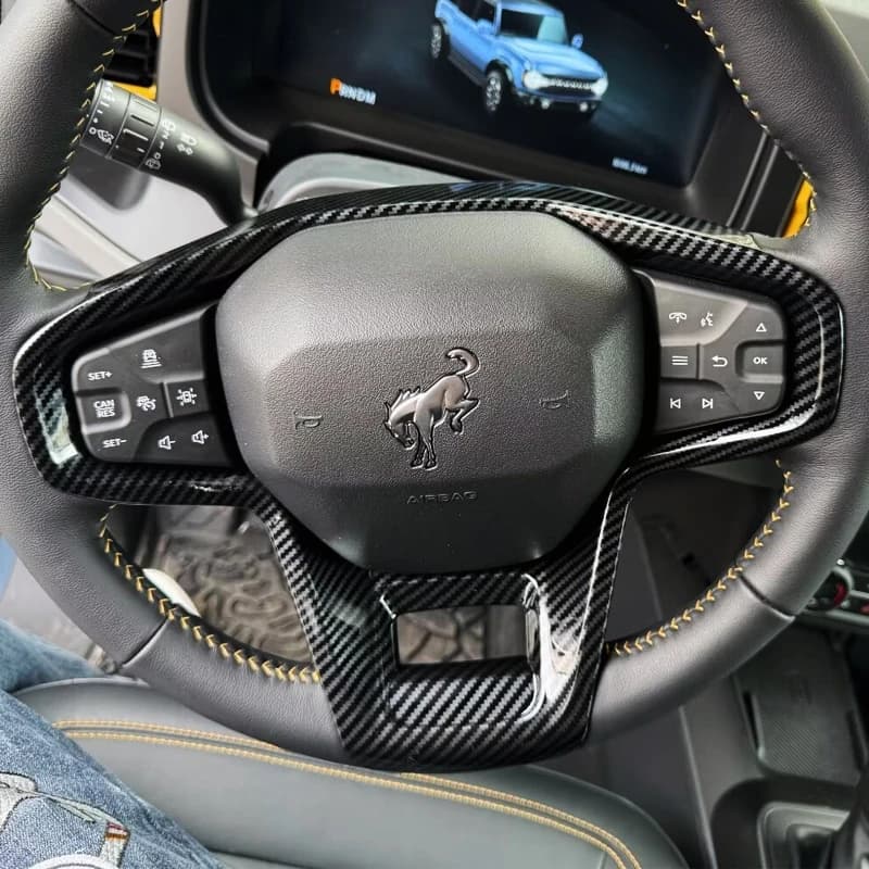 Adesivi per rivestimento decorativo del volante per Ford Bronco 2024 2025 Accessori interni ABS in fibra di carbonio