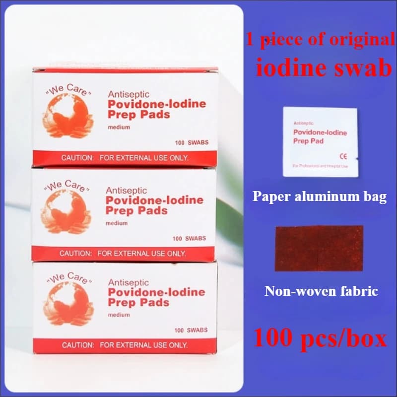 Salviette umidificate disinfettanti allo iodio, forniture di pronto soccorso o per pulire e disinfetta ferite e abrasioni in viaggio