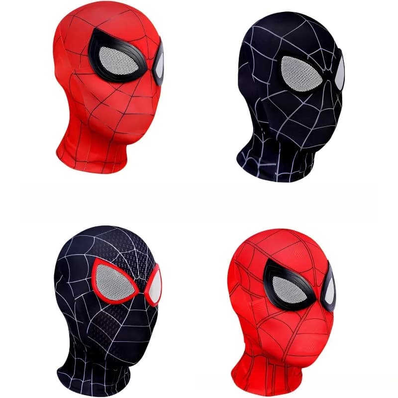 Spidey Maschera a testa intera per adulti Bambini Miles Style Costume cosplay Festa di Halloween Regalo divertente con copri occhi in rete traspirante