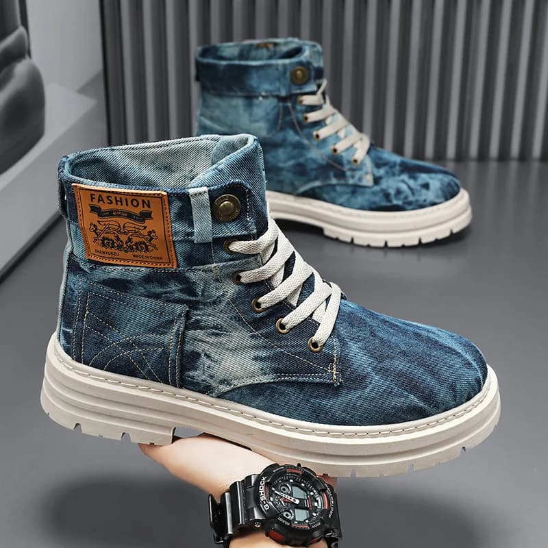 Spring High Top Mens Shoes 2026 Fashion Canvas Sneakers Plus Size Versatile Casual Shoes for Men New British Style Tooling Boots