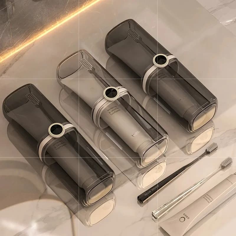 Custodia portatile per portaspazzolino, scatola portaoggetti per spazzolino da viaggio e dentifricio, protezione per l'igiene compatta