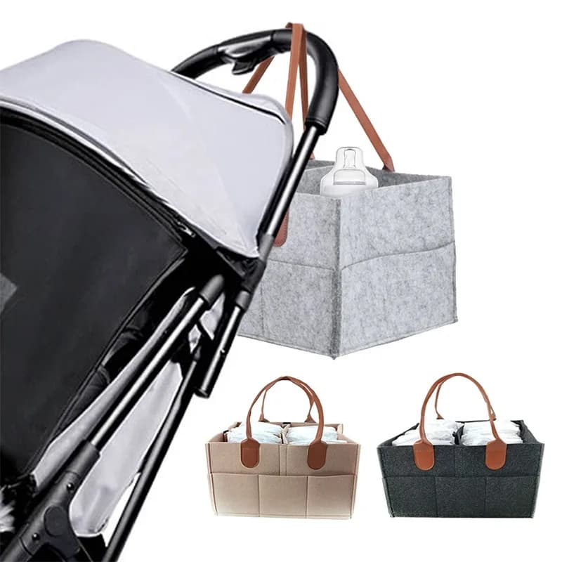 Organizzatore portatile per pannolini per bambini Caddy in feltro per fasciatoio per pannolini per bambini, grande