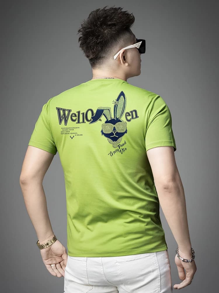 T-shirt da uomo slim fit a maniche corte girocollo 2026, estiva, casual, leggera, alla moda, in cotone, con motivo geometrico
