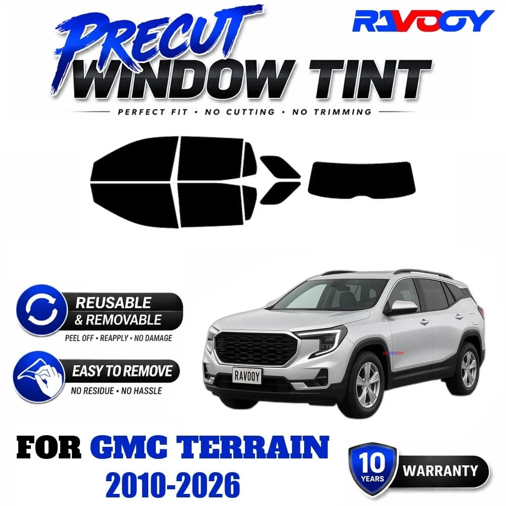 RAVOOY Precut Window Tint, Reusable Removable EPU Film, Custom Fit for Gmc Terrain 2010-2026, UV Heat Protection