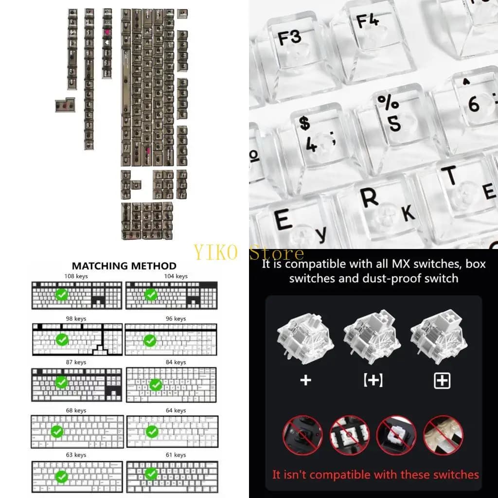 K32C PC Keycaps 132Keys Original UVs Printing PC Keycap for RGBs Mechanical Keyboards