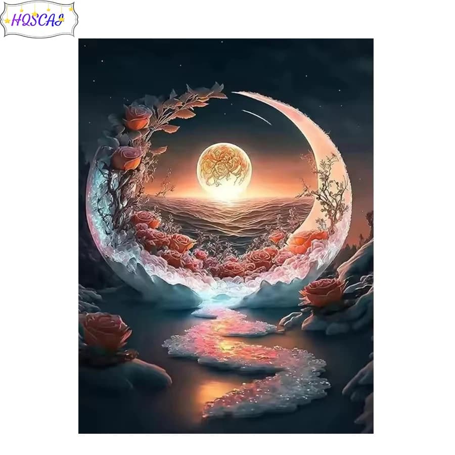Diy Diamond Painting Abstract art moon Cross stitch Full Square/Round Diamond Embroidery Mosaic Kit HD Quality Handmade Products