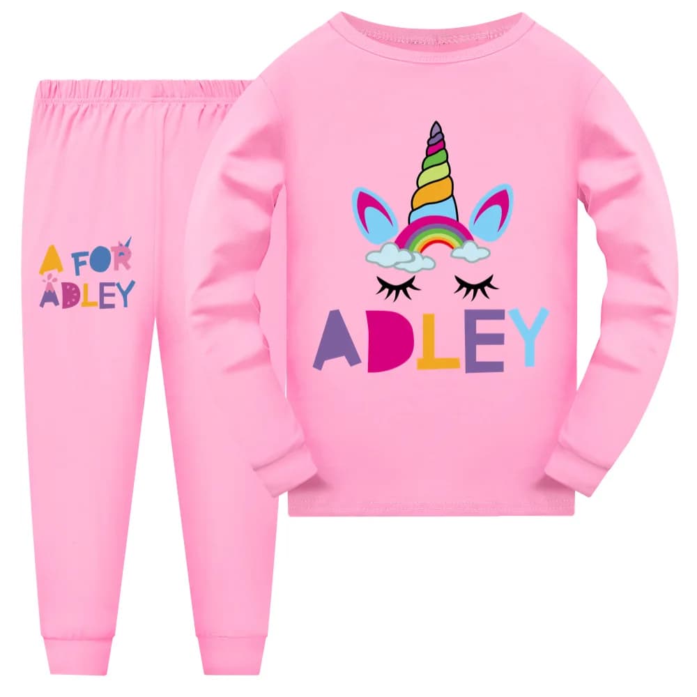 Sleepcoat per bambini A per Adley stampa primavera e autunno Cartoon Milk Silk ragazzi e ragazze pantaloni A maniche lunghe pigiama Set
