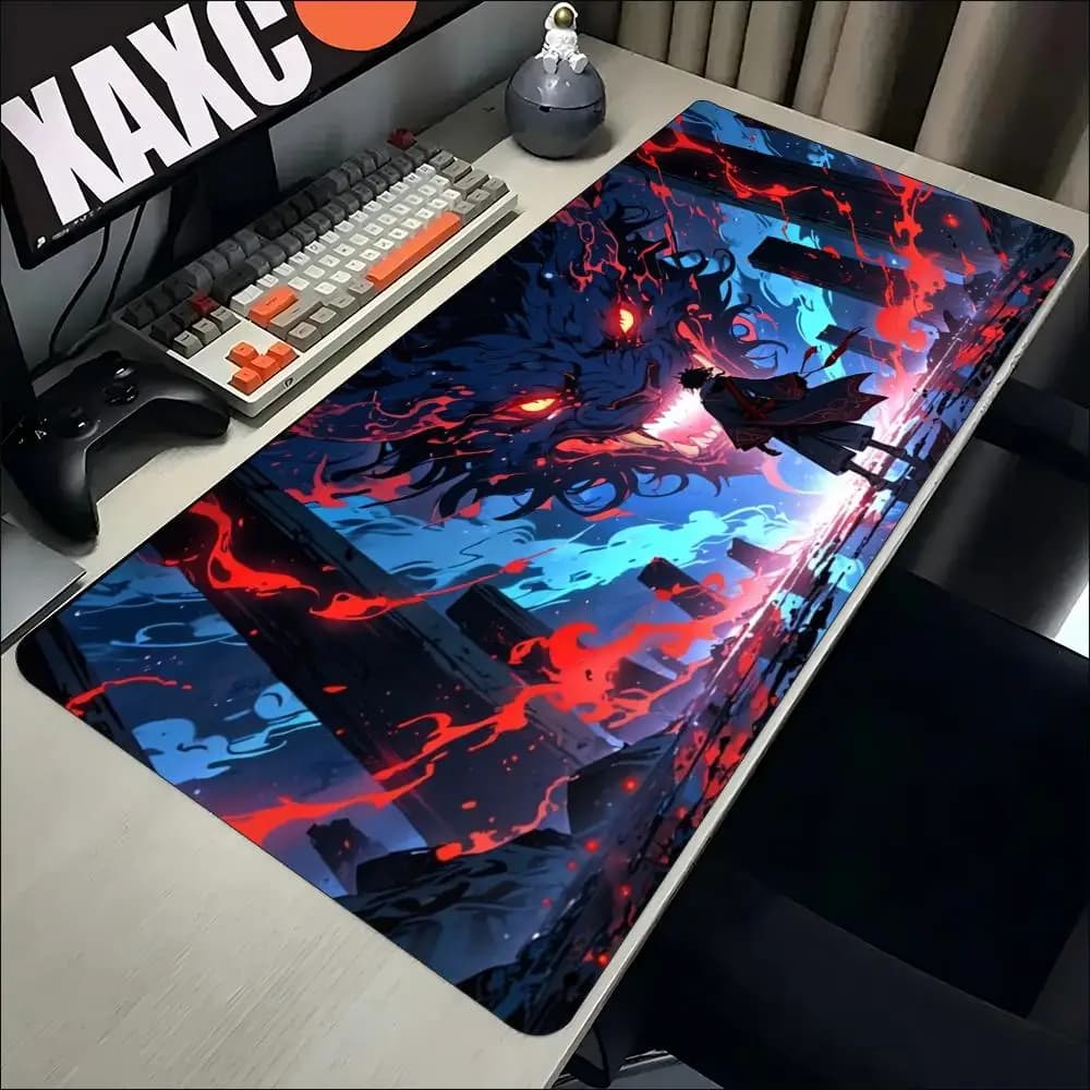 Dark Fantasy Samurai Dragon Art Non‑Slip Rubber Mouse Pad Smooth Desk Mat For Accurate Mouse Control Gaming Laptop Use