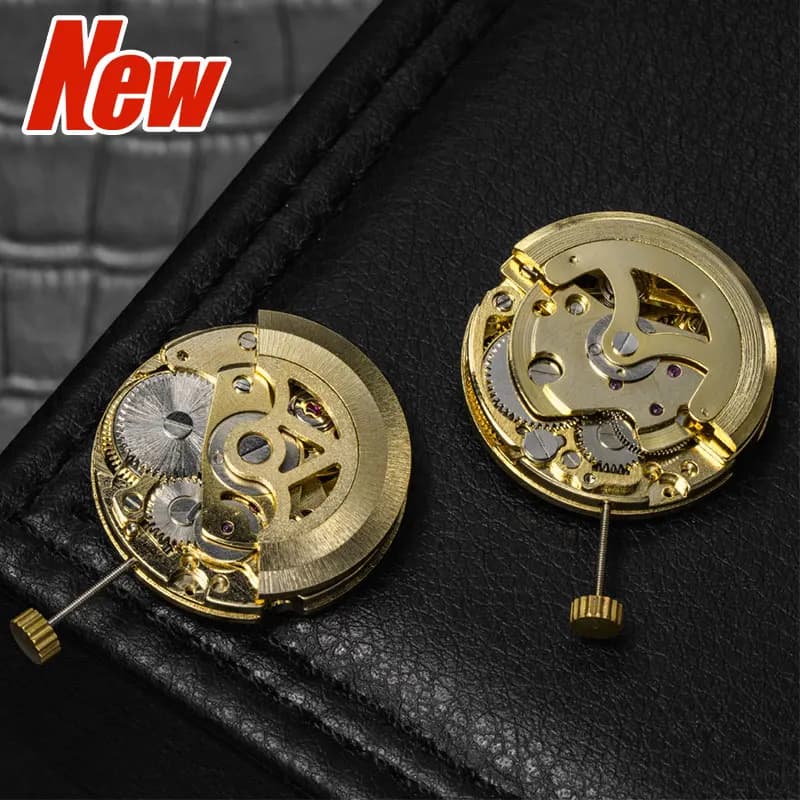 Scheletro in oro Movimento dell'orologio da 27 mm Calendario singolo Regolazione automatica del movimento meccanico Orologio a pendolo Accessori a 3 lancette