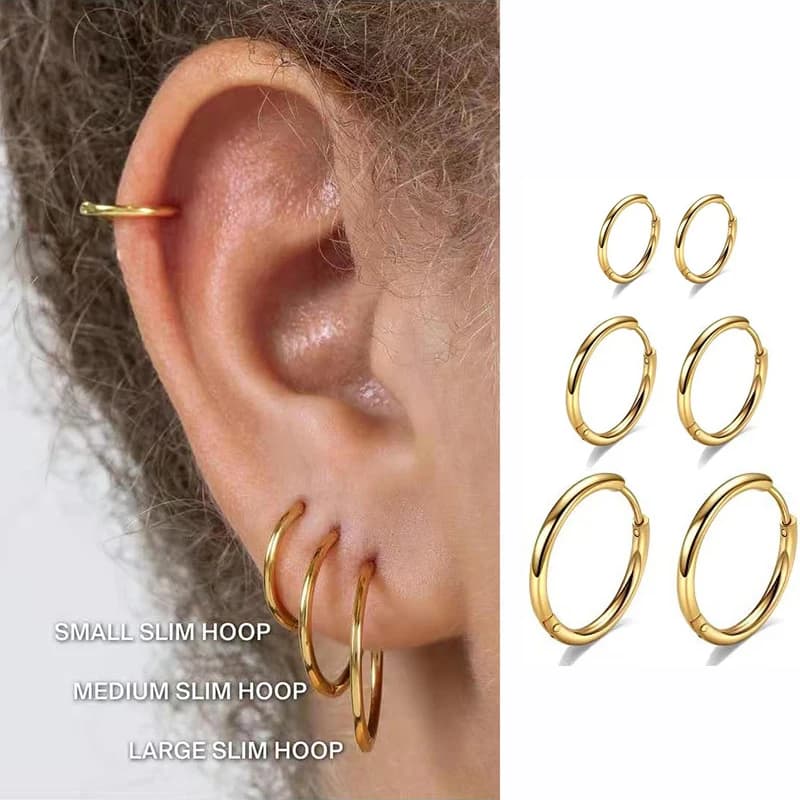 6/8/10/14/16/20mm Piccolo Cerchio In Acciaio Inox Huggie Orecchini A Cerchio per Le Donne Degli Uomini Anti-allergico Cartilagine Piercing Anello ad anello