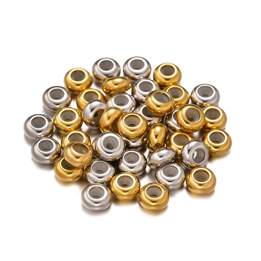 Perline di regolazione in acciaio inossidabile da 20 pezzi con perline distanziatrici con tappo ad anello in Silicone antiscivolo per forniture per la creazione di gioielli con braccialetti fai da te