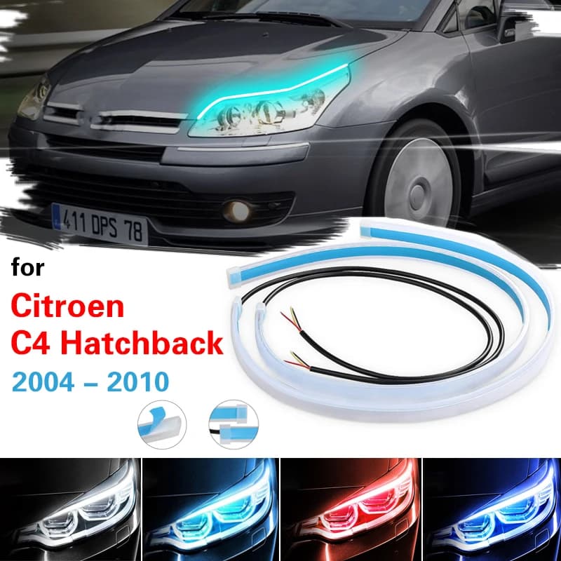 Striscia guida luce faro Scan LED per Citroen C4 Hatchback 2004-2010 luce di marcia diurna indicatore di direzione impermeabile 12V
