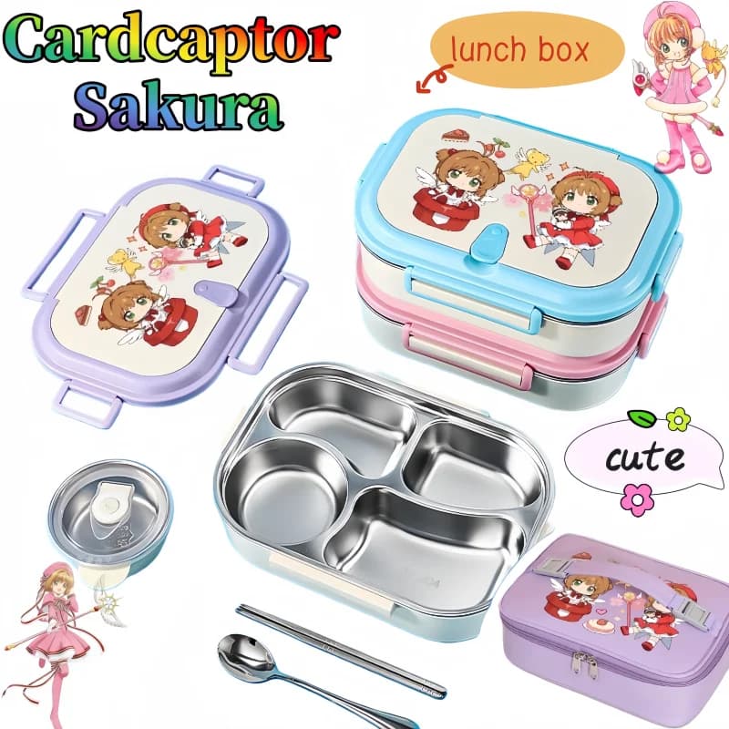 Portapranzo Cardcaptor Sakura, simpatico portapranzo creativo in acciaio inossidabile con scomparti per studenti, regalo di compleanno