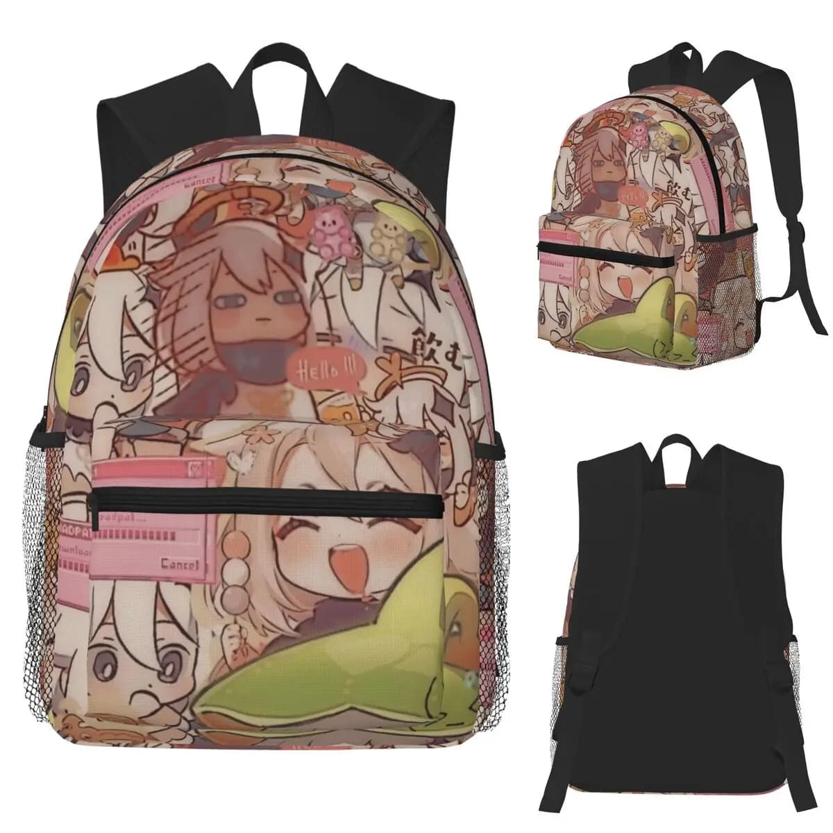 Genshin Impact Paimon Zaino per studenti Borsa da scuola Zaino da viaggio per escursionismo per uomo Donna Borse a tracolla per libri alla moda