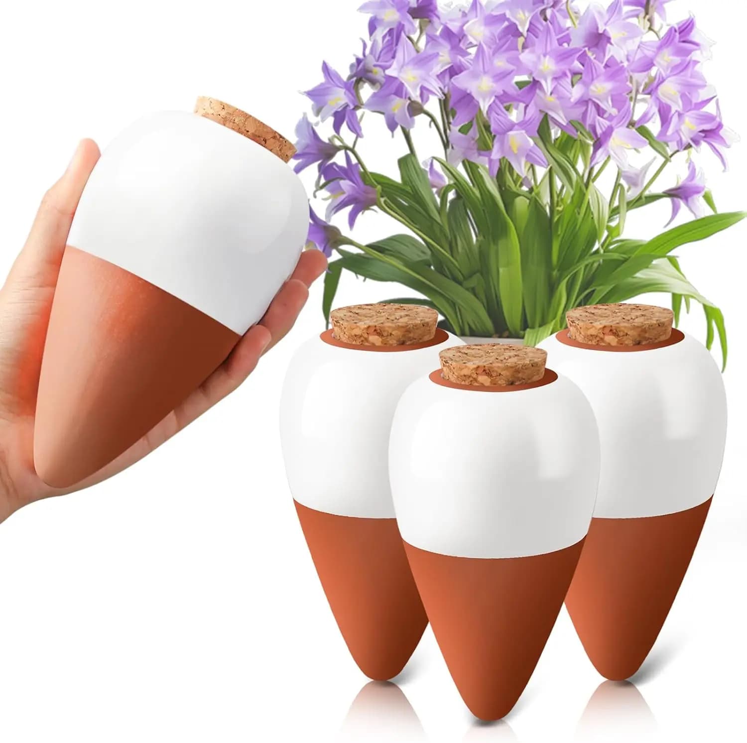 Globi autoirriganti in terracotta, inserti autoirriganti a lento rilascio per piante, globi autoirriganti per piante da interno