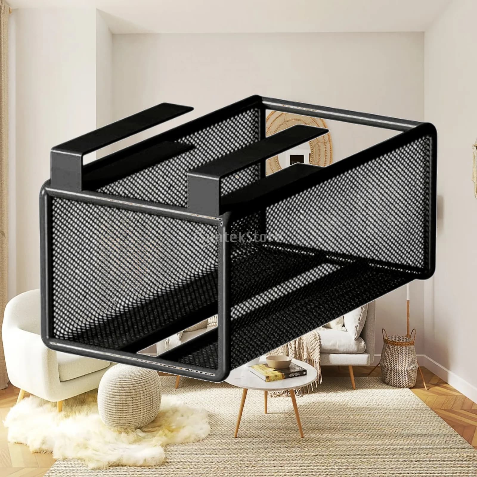 Kitchen fabric holder door toilet paper under deposit multifunction shelf for