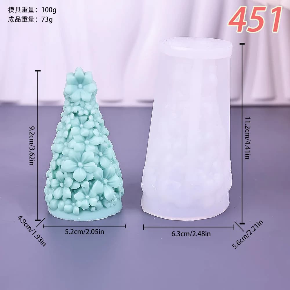 Christmas Tree Scent Candle Silicone Mold Relief Rose Design DIY Plant Plaster Resin Mold Party Favor Decor Handmade Lover Gifts