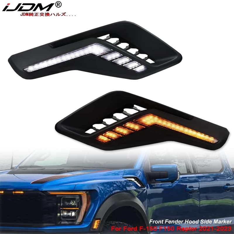 IJDM Parafango Anteriore Cofano Indicatore Laterale Per Ford F-150 F150 Raptor Pickup Ambra Indicatore di Direzione Luce bianca di Guida