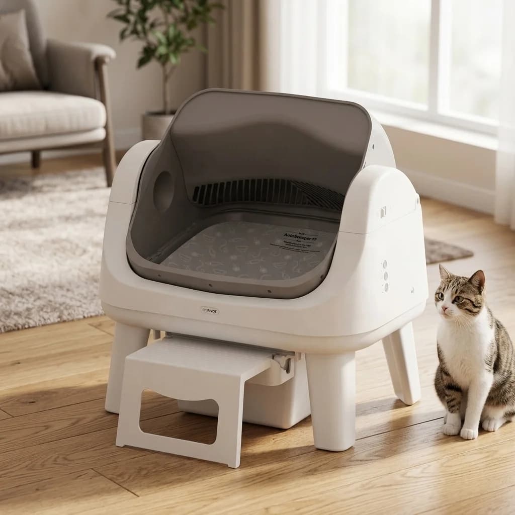 Autoscooper 12 Lite Smart Plastic Automatic Cat Litter Box Front Step Mat Dual Modes Odor Control Large Capacity Eco-Friendly