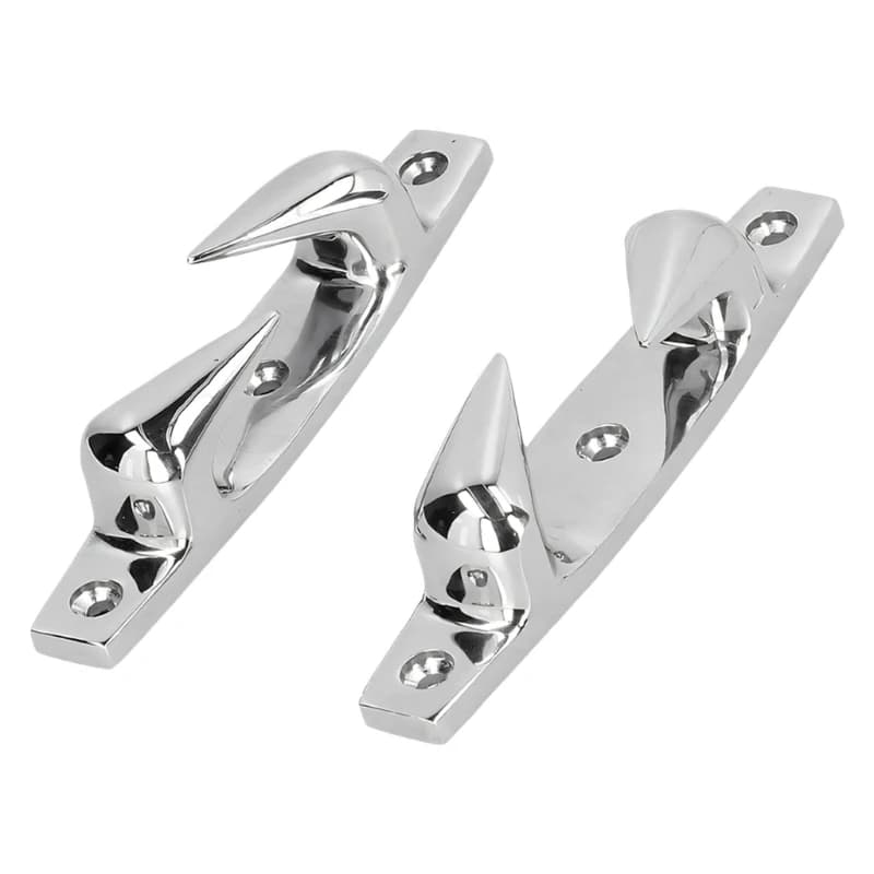 462A Marine Deck Chocks Pair in 316 Stainless Steel with Smooth Rope Guide Channel and Countersunk Mounting Holes Set