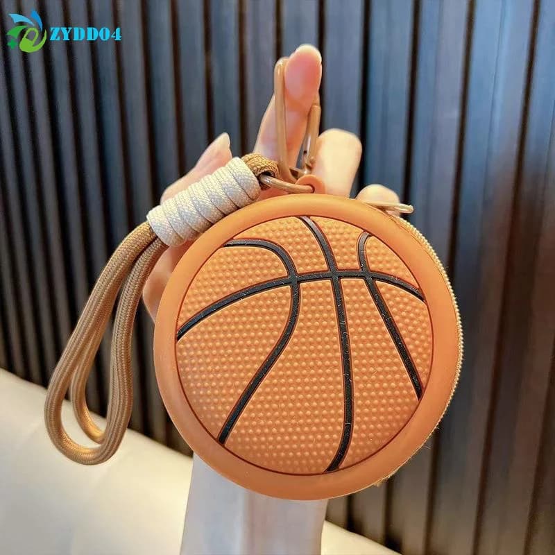 ● Portachiavi in PVC a Forma di Pallone da Basket, Calcio, Pallavolo, Baseball, Portamonete, Custodia per Auricolari Sportiva Cartoon