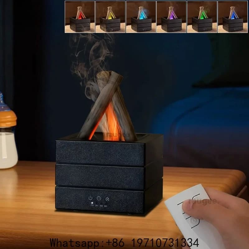 Umidificatore d'Aria con Effetto Fiamma, Diffusore di Oli Essenziali, Mini Diffusore di Fragranze per Aromaterapia con Luce Notturna per la Casa