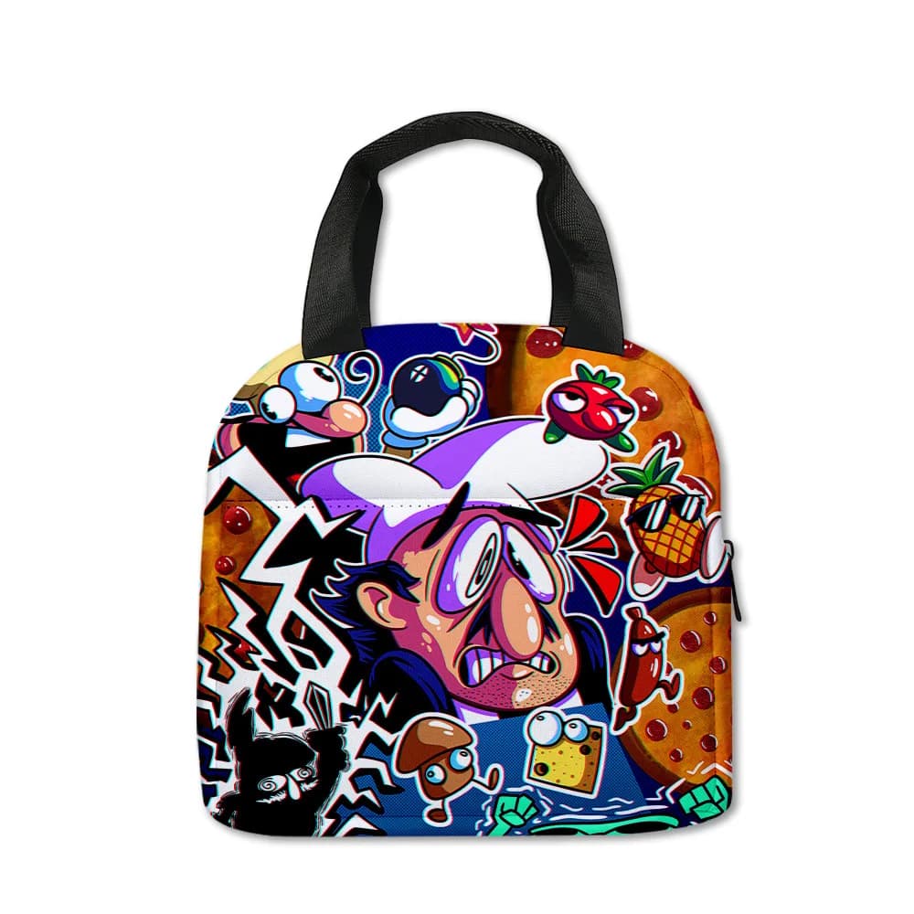 Hip Hop Game Pizza Tower Borsa per il pranzo da lavoro per studenti Borsa per il pranzo con isolamento termico Borsa per il pranzo con stampa 3D Borse portatili isolate Borse termiche