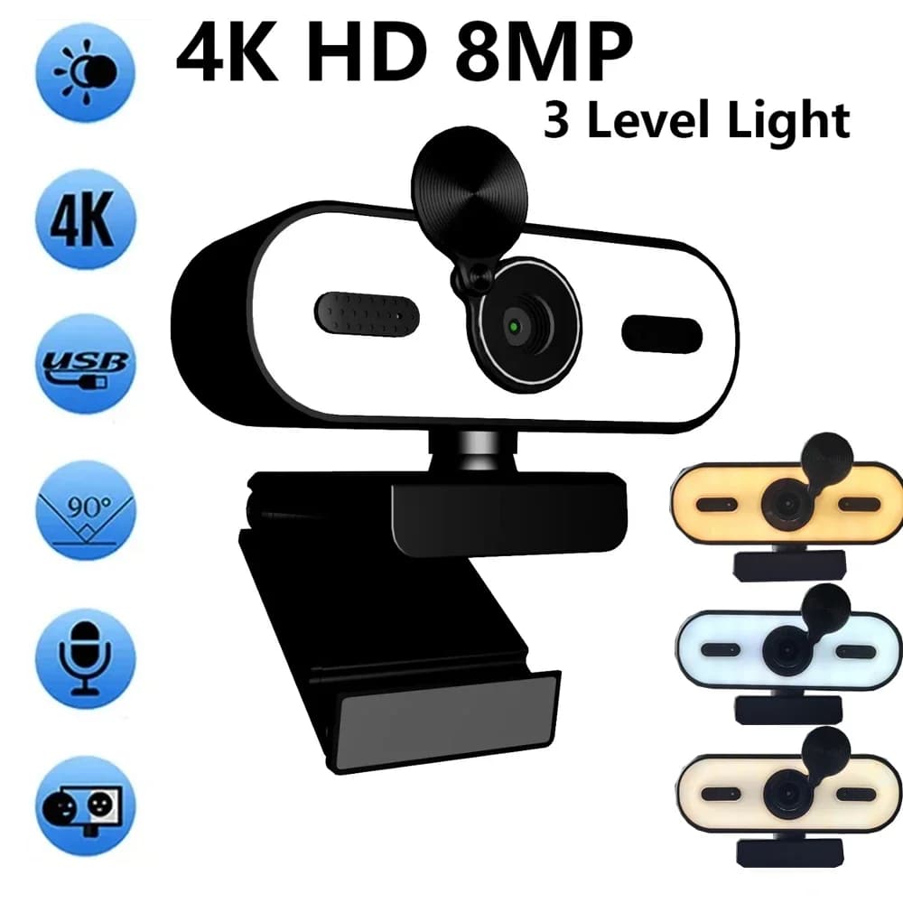 Mini webcam 4K 2K 1080P HD for laptop Automatic Focus 30 FPS Webcam USB with microphone noise reducer and privacy cover Web Camera Portable