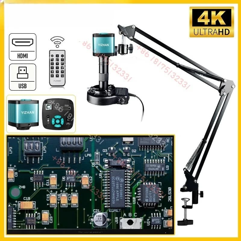 Microscopio Digitale Elettronico YIZHAN 4K 48MP HD per Saldatura, USB con Chip IMX327, Lente Industriale 150X per Riparazione PCB