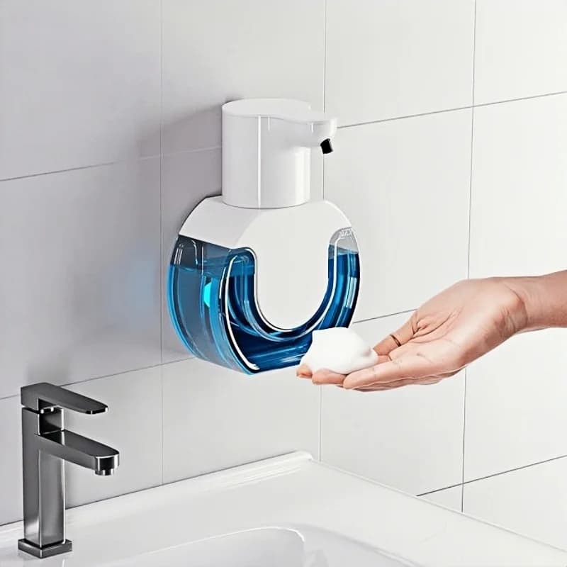 Automatic Foam Soap Dispenser, 420ml Electric Intelligent Foam Hand Soap Dispenser, Rechargeable Wall Mounted 4-Level Adjustable